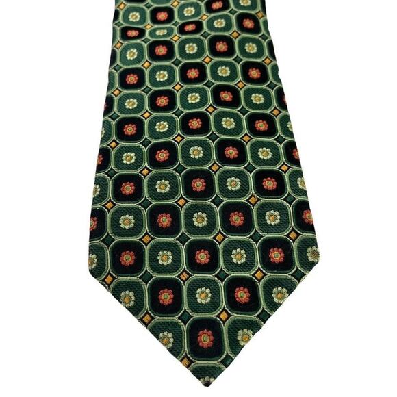 JZ Boulder Jim Herron Mens Green Floral All Silk Hand Made Necktie Neck Tie 3.5" - Picture 6 of 16